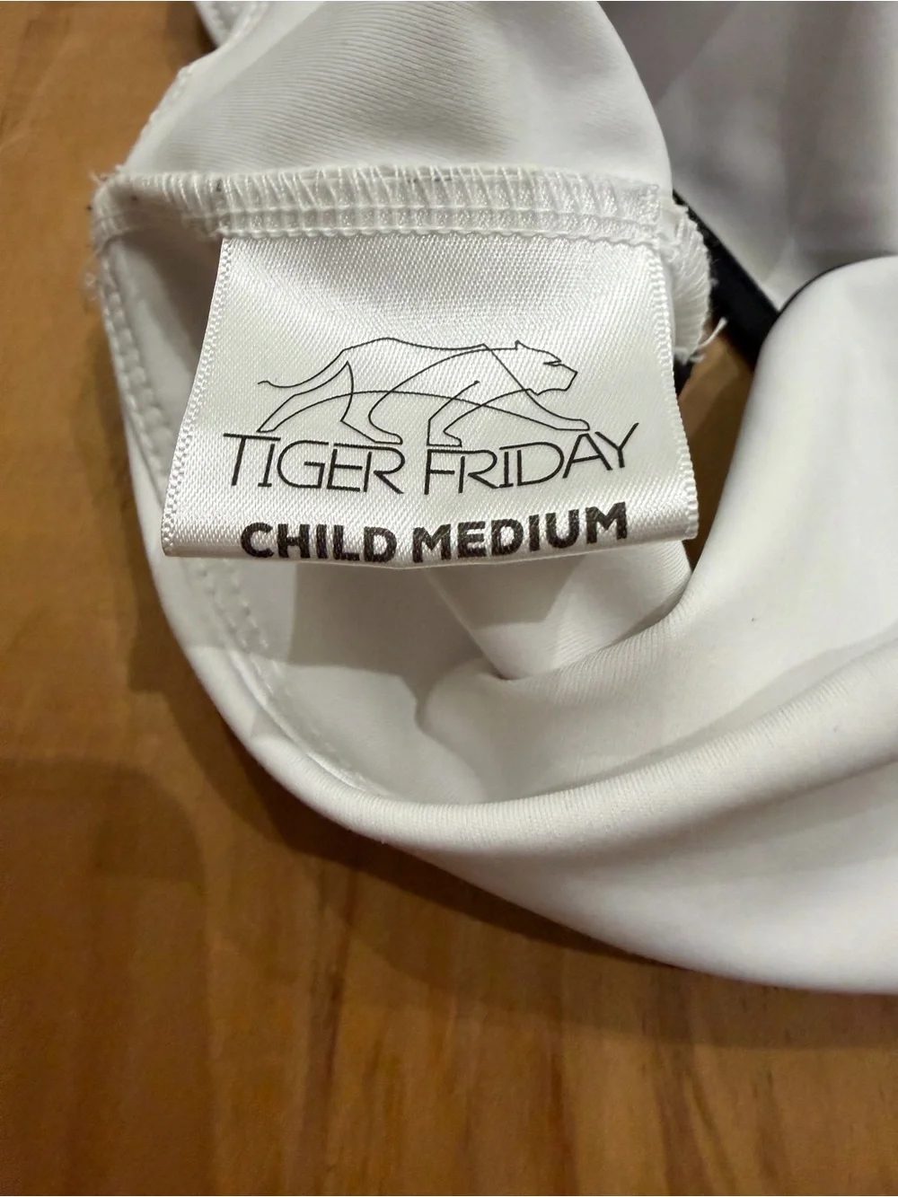 Tiger Friday 🐅 Girls White Off-Shoulder Dance Crop Top with Black Trim